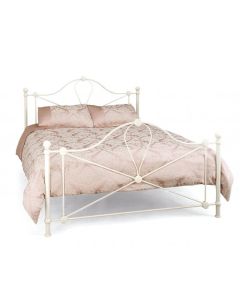 Lyon Metal King Size Bed In Ivory Gloss