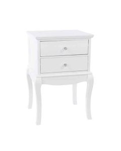 Lyon Wooden 2 Drawers Bedside Cabinet In White