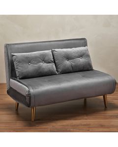 Madison Plush Velvet Upholstered Sofa Bed In Grey