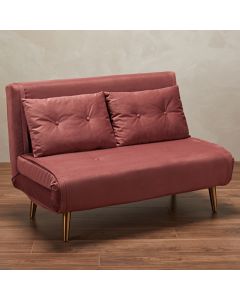 Madison Plush Velvet Upholstered Sofa Bed In Pink