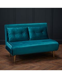 Madison Plush Velvet Upholstered Sofa Bed In Teal