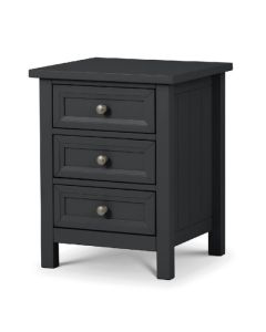 Maine Wooden Bedside Cabinet With 3 Drawers In Anthracite