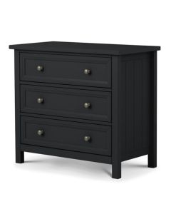 Maine Wide Wooden Chest Of 3 Drawers In Anthracite