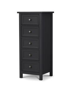 Maine Tall Wooden Chest Of 5 Drawers In Anthracite