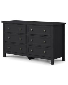 Maine Wide Wooden Chest Of 6 Drawers In Anthracite