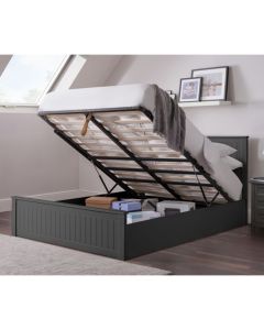 Maine Wooden Ottoman Storage Double Bed In Anthracite
