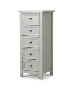 Maine Tall Wooden Chest Of Drawers In Dove Grey With 5 Drawers