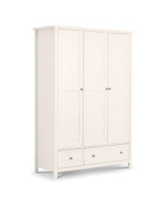 Maine Wooden 3 Doors 3 Drawers Wardrobe In Pure White