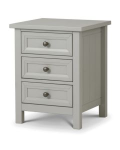 Maine Wooden 3 Drawers Bedside Cabinet In Dove Grey