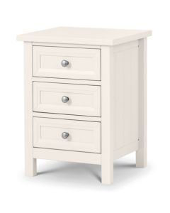 Maine Wooden 3 Drawers Bedside Cabinet In Surf White