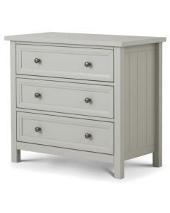 Maine Wooden Chest Of Drawers In Dove Grey With 3 Drawers