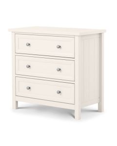 Maine Wooden Chest Of Drawers In Surf White With 3 Drawers