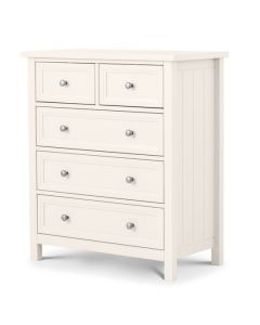 Maine Wooden Chest Of Drawers In Surf White With 5 Drawers