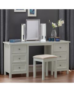 Maine Wooden Dressing Table And Stool In Dove Grey