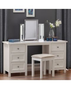 Maine Wooden Dressing Table And Stool In Surf White