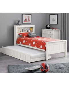 Maine Wooden Single Bed With Bookcase And Guest Bed In Surf White