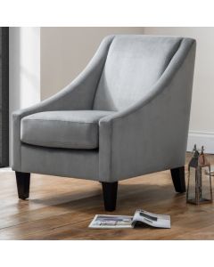 Maison Velvet Bedroom Chair In Grey With Black Wooden Legs
