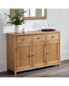 Mallory Large Wooden Sideboard With 3 Doors And 3 Drawers In Oak