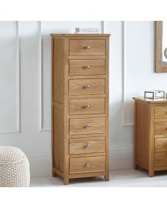 Mallory Tall Wooden Chest Of 7 Drawers In Oak
