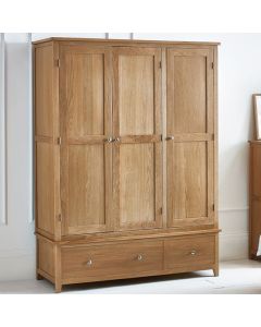 Mallory Wooden Wardrobe With 3 Doors In Oak