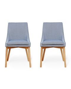 Mammoth Grey Linen Fabric Dining Chair In Pair