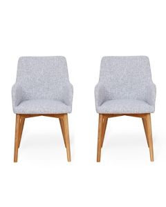 Mammoth Light Grey Linen Fabric Dining Chair In Pair