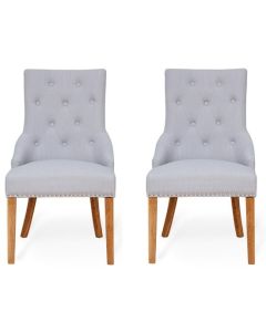 Mammoth Narrow Back Grey Fabric Dining Chair In Pair