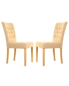Mammoth Oak Flare Back Biscuit Fabric Dining Chairs In Pair