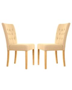 Mammoth Oak Flare Back Biscuit Fabric Dining Chairs In Pair