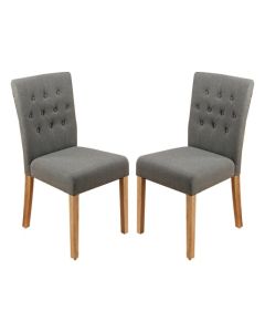 Mammoth Oak Flare Back Slate Fabric Dining Chairs In Pair