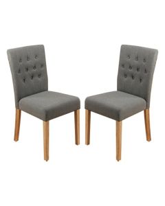 Mammoth Oak Flare Back Slate Fabric Dining Chairs In Pair