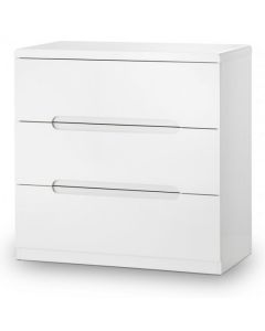 Manhattan Chest Of Drawers In White High Gloss With 3 Drawers