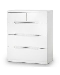 Manhattan Chest Of Drawers In White High Gloss With 5 Drawers