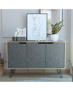 Manhattan Medium Wooden 3 Doors Sideboard In Bleached Pine Effect