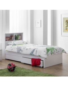 Manhattan Single Bed With Bookcase In White High Gloss