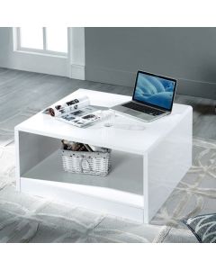 Manhattan Square Wooden Coffee Table In White High Gloss