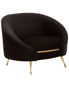 Manhattan Velvet Upholstered Armchair In Black