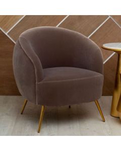 Manhattan Velvet Upholstered Armchair In Mink