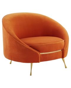 Manhattan Velvet Upholstered Armchair In Orange