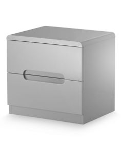 Manhattan Wooden 2 Drawers Bedside Cabinet In Grey High Gloss