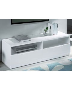 Manhattan Wooden 2 Drawers TV Stand In White High Gloss