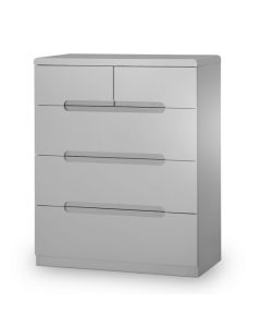 Manhattan Wooden Chest Of 5 Drawers In Grey High Gloss