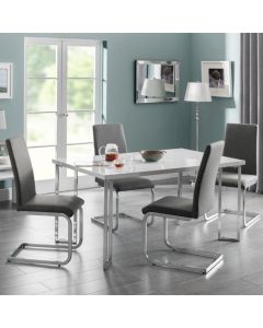 Manhattan Wooden Dining Table In White High Gloss With 4 Chairs