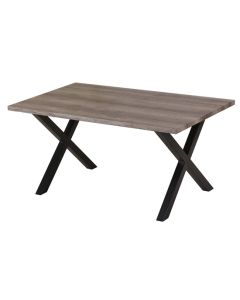 Manhattan Wooden Dining Table In Natural With Black Metal Legs