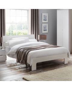 Manhattan Wooden Double Bed In White High Gloss