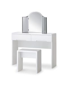 Manhattan Wooden Dressing Table And Stool In White High Gloss