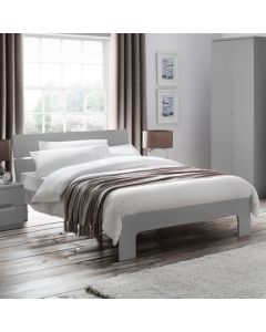 Manhattan Wooden King Size Bed In Grey High Gloss
