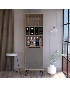 Manhattan Wooden Tall Bar Cabinet In Bleached Pine Effect