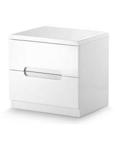 Manhattan Woooden 2 Drawers Bedside Cabinet In White High Gloss