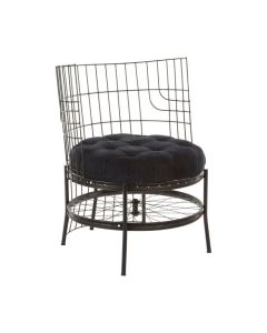 Mantis Round Metal Accent Chair In Black With Velvet Seat
